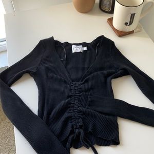 Princess Polly Black Scrunch Crop Top